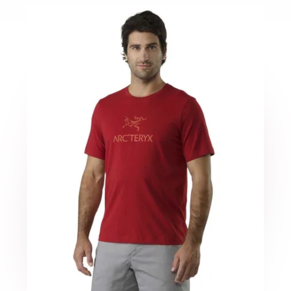 Arcteryx Men's Size XL Arc-Word Logo T-Shirt Red Cotton Short Sleeve